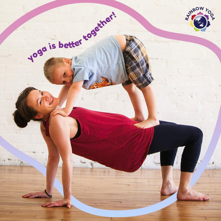 Kids and family Acro Challenge participants creating a playful group balance